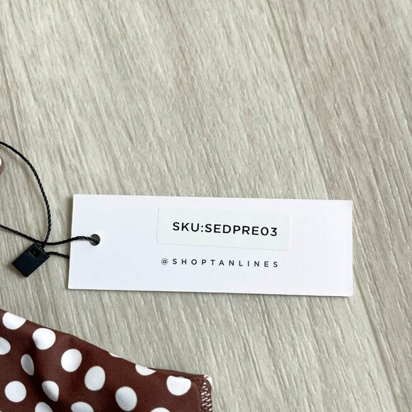 Tan + Lines Polka Dot Sedona Top Brown White Size Medium NEW NWT - Picture 4 of 5